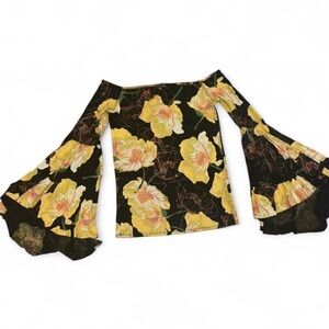 We The Free Black and Yellow Floral Top